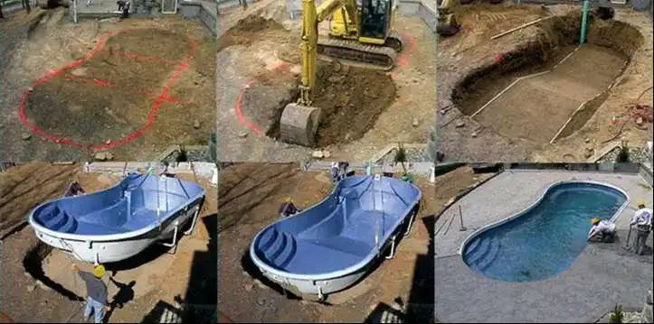 مراحل انشاء مسابح فيبر جلاس